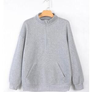 SHEIN Gray Half Quarter Sip Pullover Long Sleeve Sweatshirt Women’s Size Small